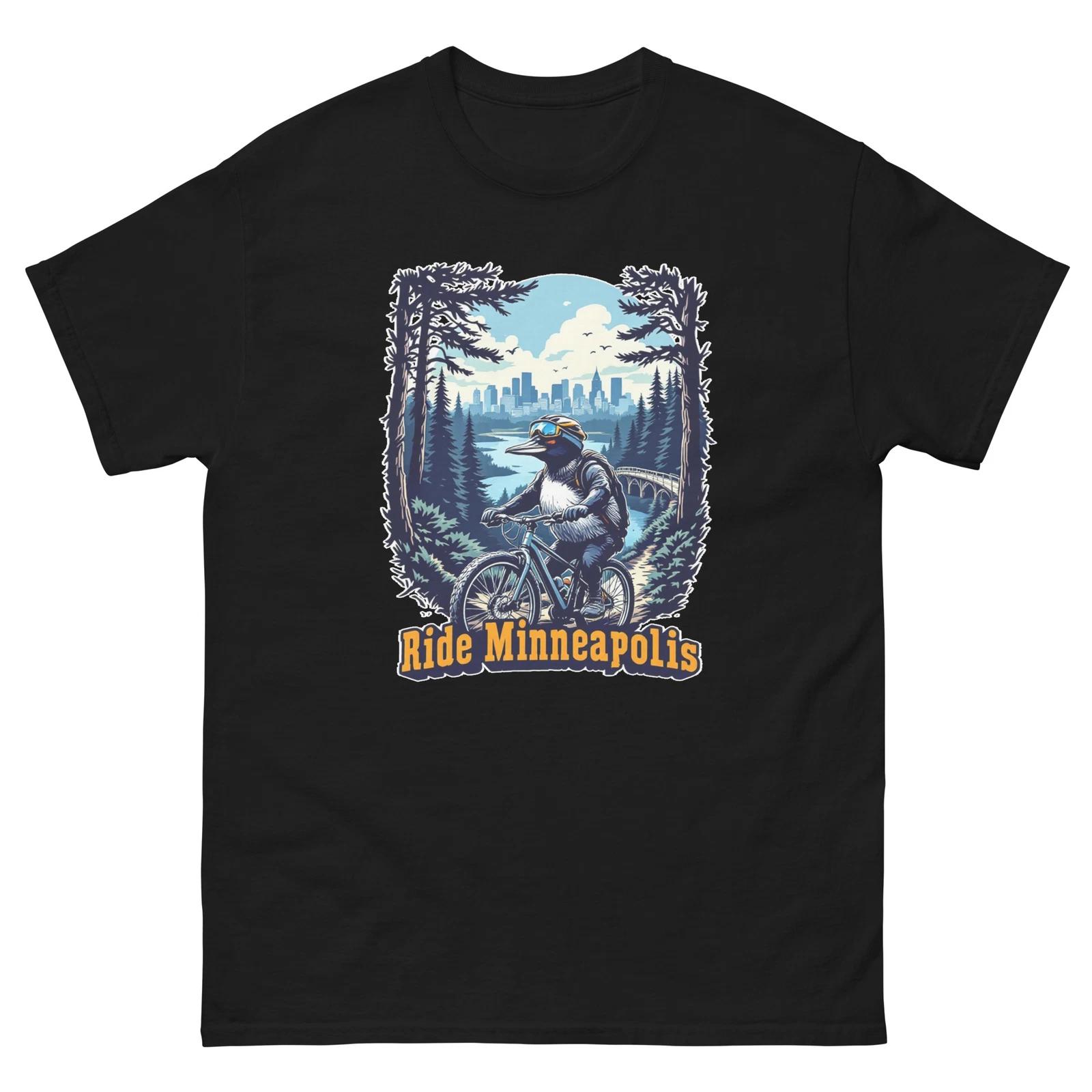 Ride Minneapolis Loon Fun USA Bike Cycling Animal T-Shirt S