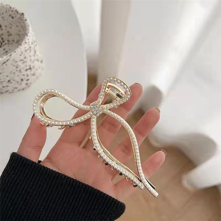 French Girl Hair Accessories Stylish With Rhinestone Hair Claw Bow Hair Claws for Womens
