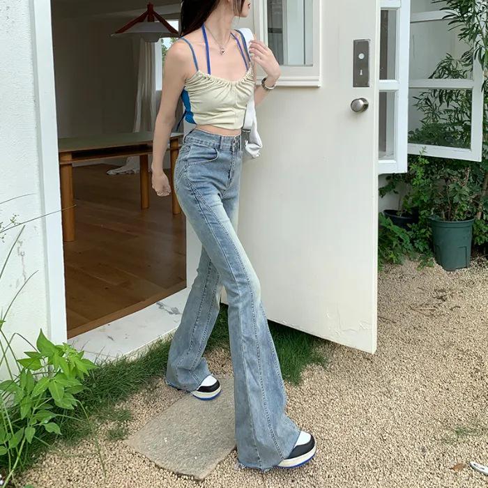 Women's Retro Micro-Flare Raw Edge High-Waist Jeans - 2025 Autumn Slimming Fit