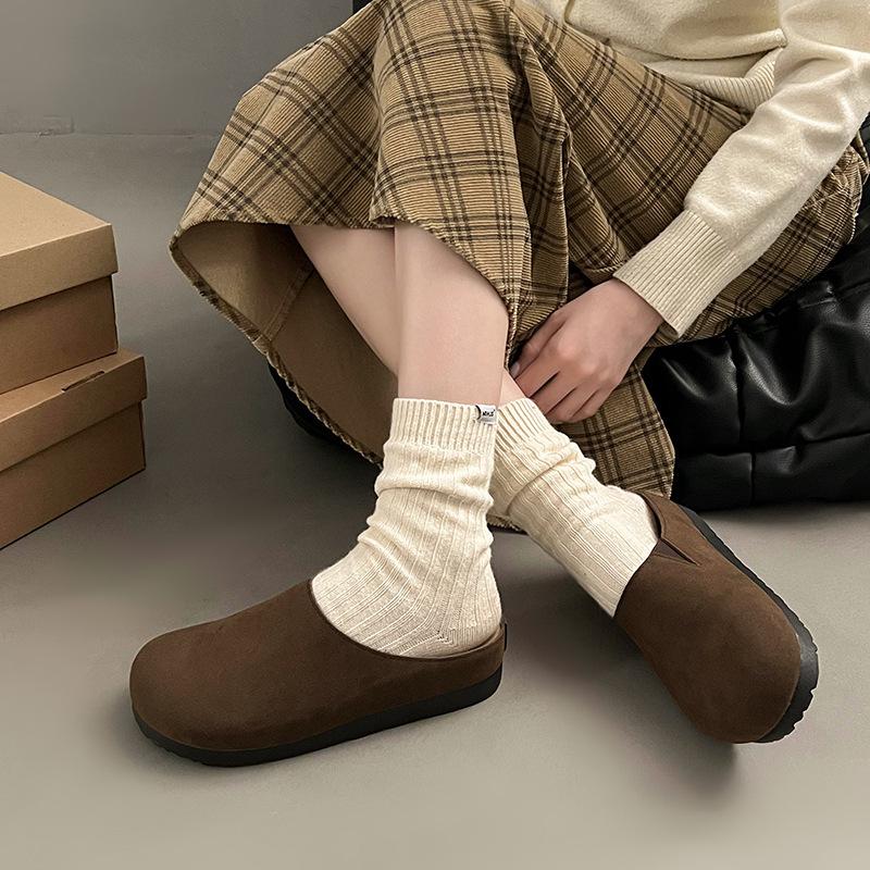 

Французские ретро-туфли Birkenstocks женские 2024 осень новые мягкие подошвы повседневные универсальные с юбкой повседневные полутапочки 35
