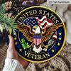 2D Flat, 1pc Patriotic American Veteran Round Aluminum Sign, with US Flag and Eagle Design Retro Wall Art, Suitable for 4th of July, Memrial Day