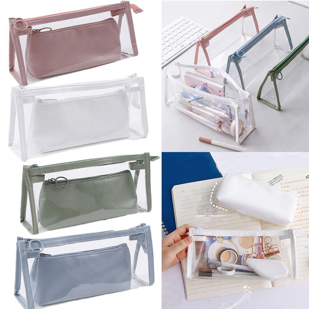 

School Supplies Large Capacity Zipper Organizer Pencil Case Makeup Pouch Pen Bag Cosmetic Storage