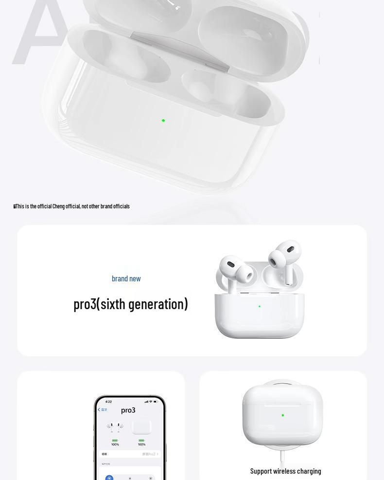 Huaqiangbei Pro 3. Generation Geräuschunterdrückende Bluetooth-Kopfhörer – Hochwertiger Klang für Apple