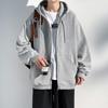 Cardigan con zip Maglione da uomo Giacca con cappuccio larga Tendenza dell'autunno Gioventù Colore unico Top comodi