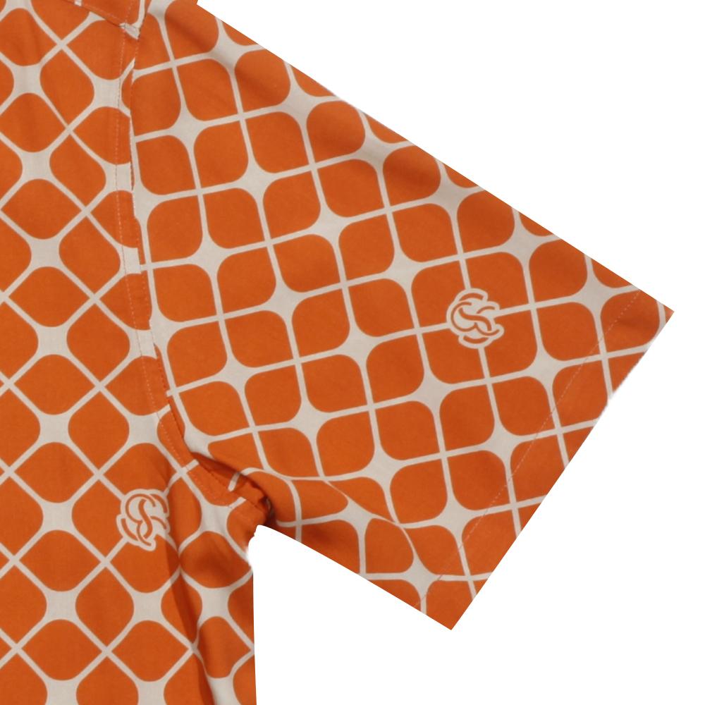 CHILL SPORTS CLUB Viscose Rayon Shirt Cuban Iii Tan Orange