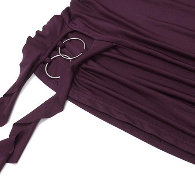 Spring Sexy Deep V-neck Solid Color Long Sleeved Hip Hugging Dress for Women