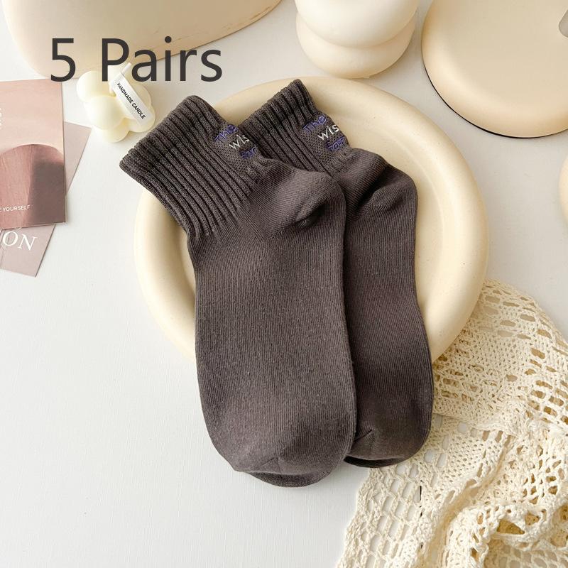 5 Pairs of Female Spring and Summer Small Variety Build Precollage Style Heel In The Letter Tube Socks
