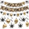 Retro Halloween Hanging Banner Witch Spider Web Skull Pendant Ornament Scary Creative Happy Halloween Party Decorations