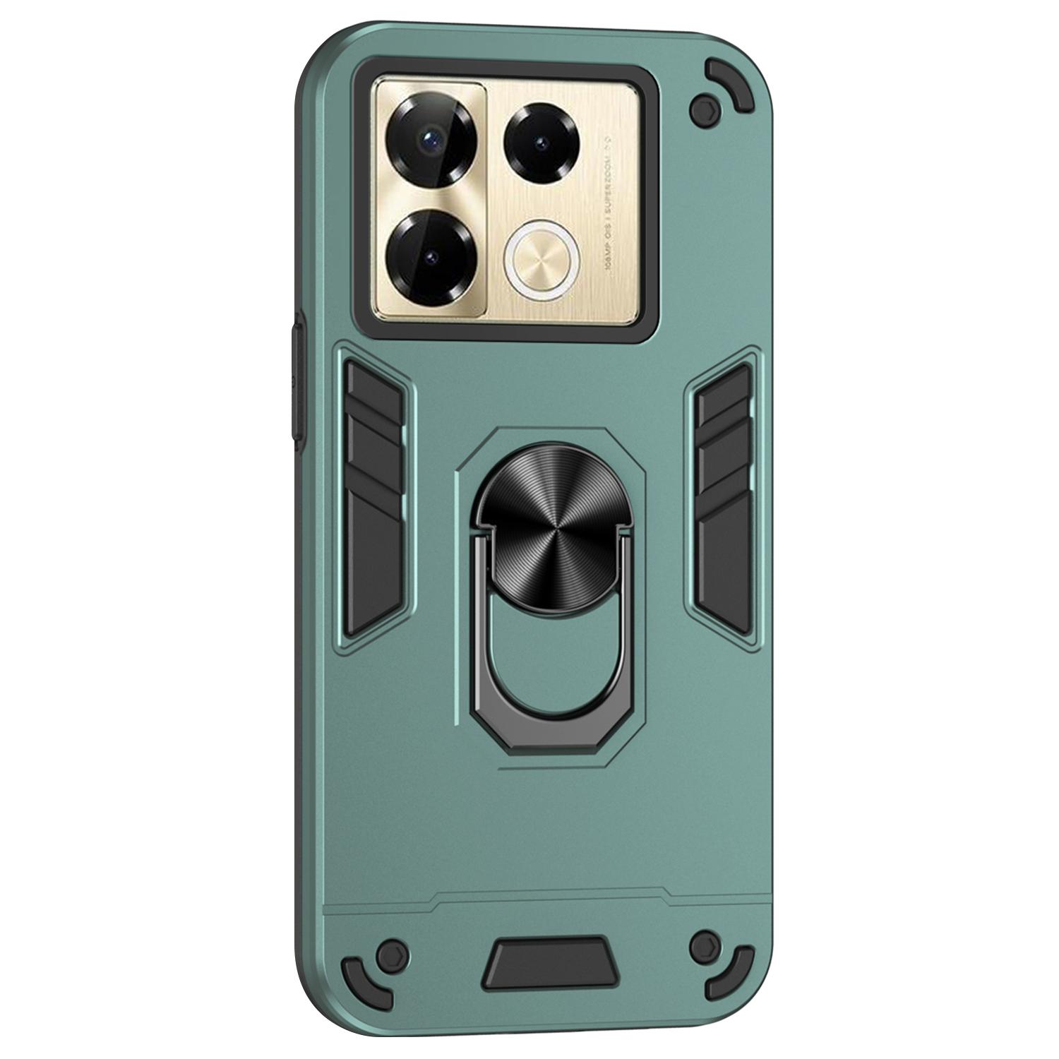 

Для Infinix Note 40 Pro 4G чехол-подставка PC+TPU чехол для телефона поддержка автомобильного крепления Green