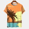 T-shirt Hawaiana da Uomo Stampata 3D, Maglietta Casual Estiva a Maniche Corte con Girocollo, Top con Stampa di Palma
