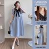 2026 Summer College-Style Maternity Dress with Doll Collar – Slimming, Flaw-Concealing, and Mid-Length Design