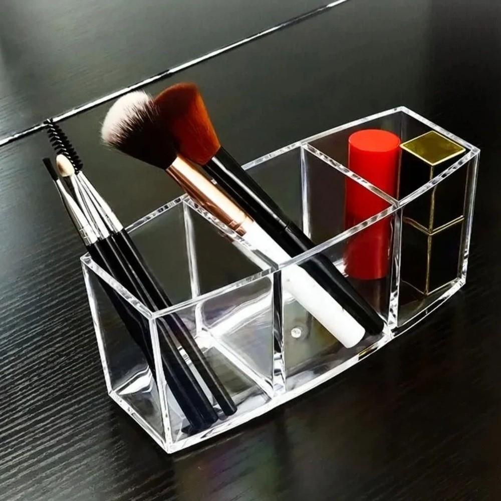Clear Brush Holder Plastic Makeup Storage Tray Jewelry Case Cosmetic Storage Box  Drawer Organizer