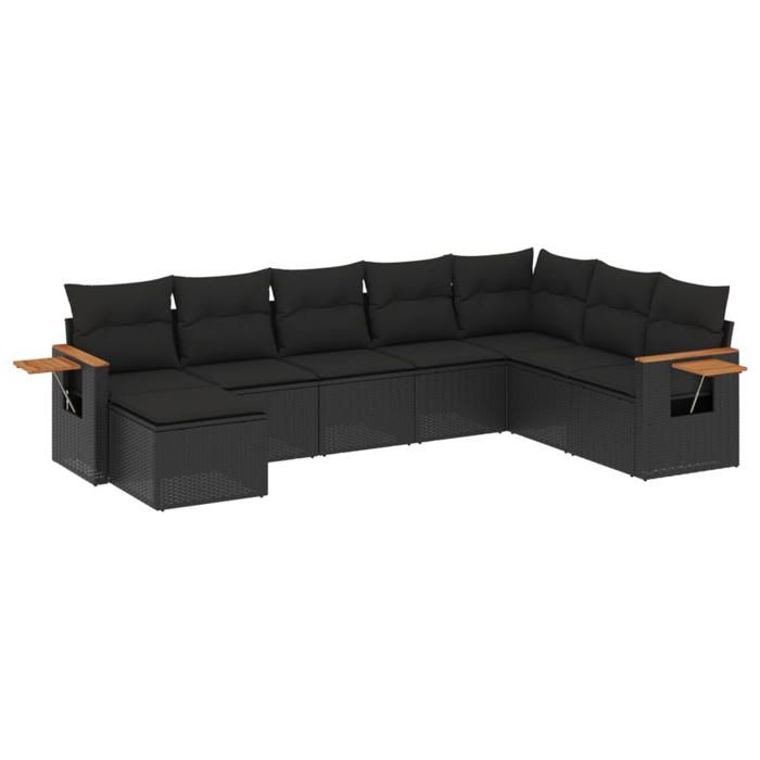 VidaXL Garden Lounge Set with Cushions 8 Pcs, Patio Sofas, Patio Furniture Set, Outdoor Furniture, Black 3227084