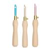 Wood Handle Punching Needle Tool Adjustable Embroidery Pen Stainless Steel Punching Needle for Embroidery Stitching