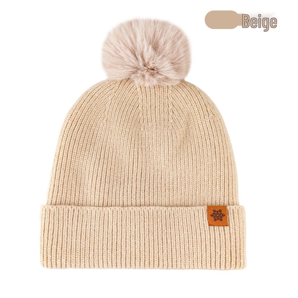 Women's Knitted Wool Hat - Double-Layer, Warm, Outdoor Style for Autumn & Winter