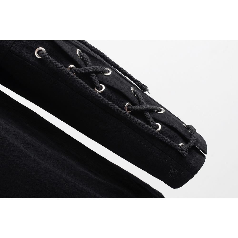 Men's Medieval Pirate Dress Stylish Streetwear Halloween Gothic Style V-neck Tops Solid Color Cotton Linen Breathable T-shirt