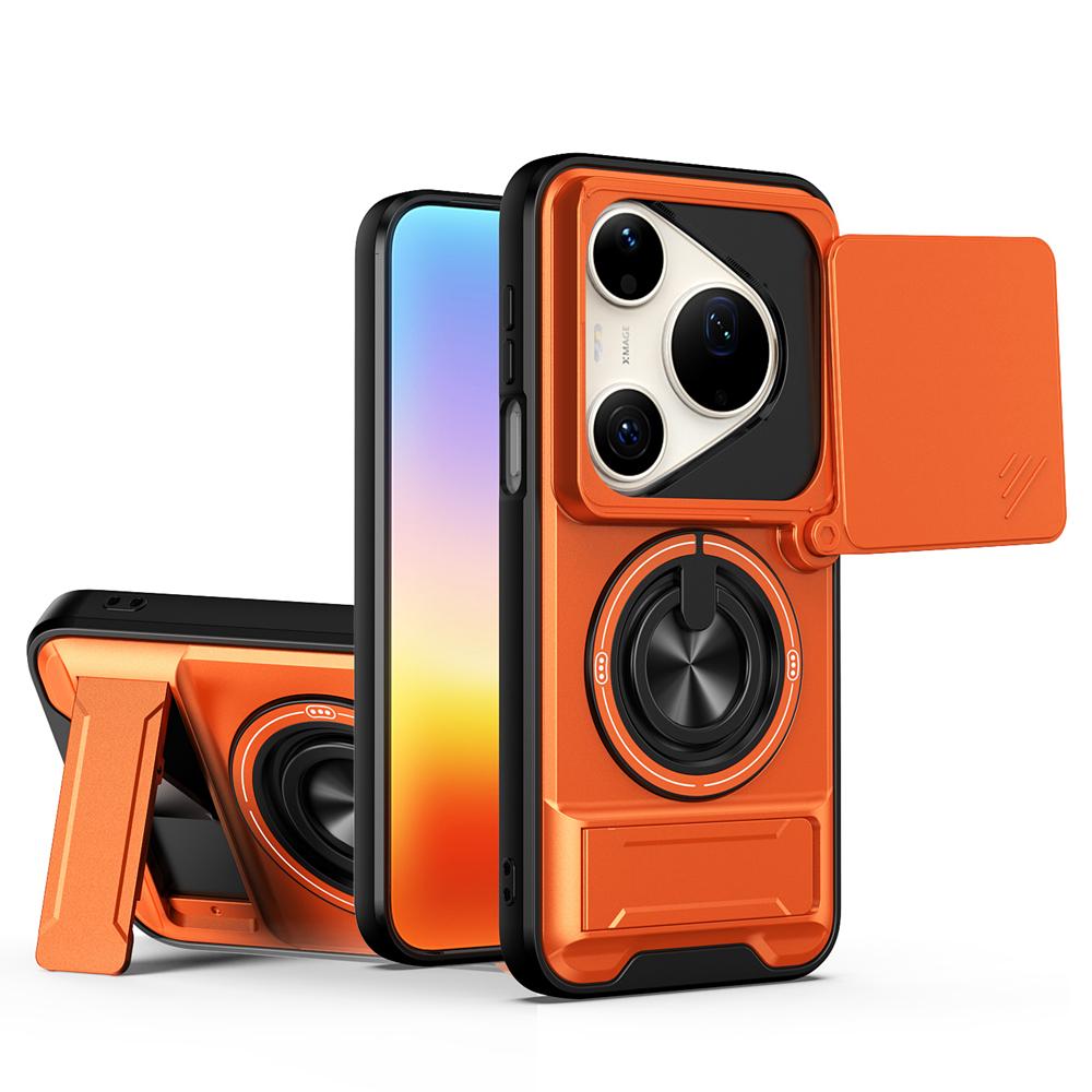 KEYSION Magnetic Phone Case for Huawei Pura 90s Pro Max Slide Camera Protection Upright Kickstand 360°Ring Shockproof Back Cover