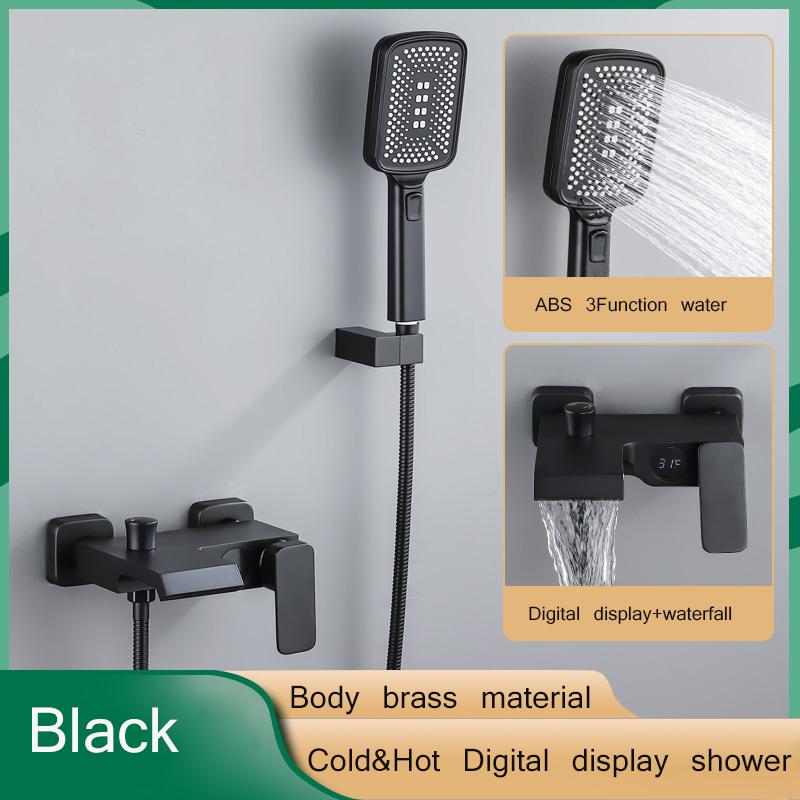 

Смеситель для душа в ванной комнате, хромированный цифровой дисплей, смеситель для тропического душа, ванны, настенное крепление для ванны, смеситель для душа, смеситель для душа в ванной комнате Digital display чёрный