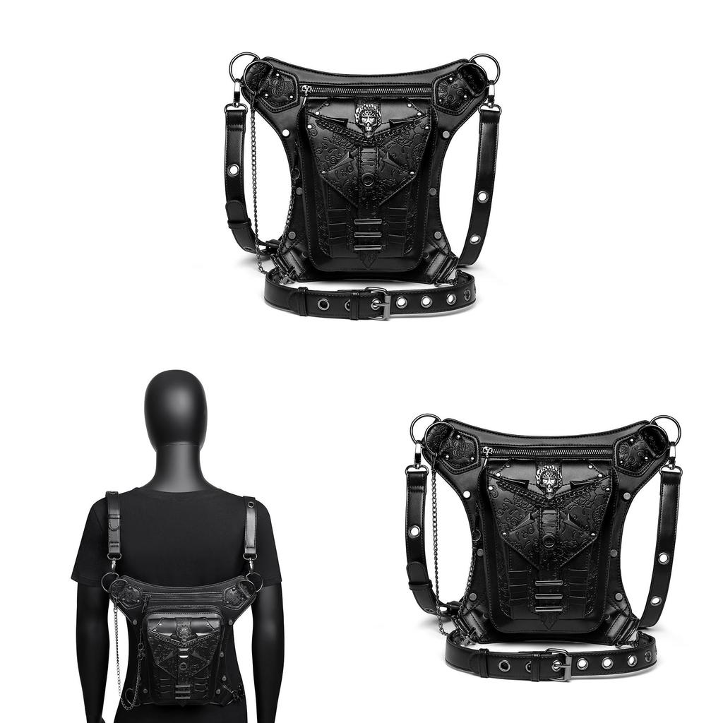 Steampunk Damen Brust-Schultertasche Mit Kette Und Totenkopf-Akzenten Für Den Täglichen Gebrauch
