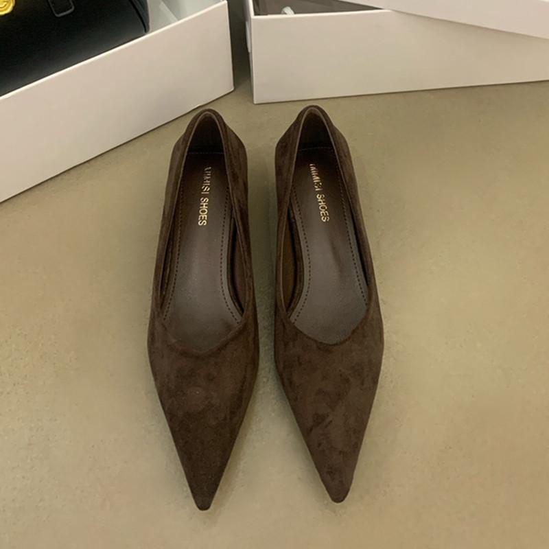 Fashion Bailamos Autumn Women Pumps Shoes Fashion Pointed Toe Slip On Ladies Elegant Single Shoes Thin Low Heel Dress Pumps Shoes Mujer
