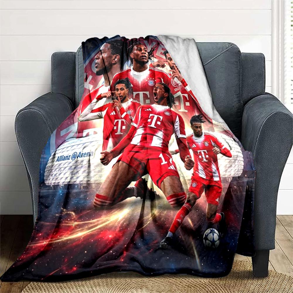 Michael Olise Bayern München Voetballer Flanellen Plaid Deken, Zacht Warm Bankbed Deksel, Voetbalfan Huisdecoratie Cadeau voor Fans