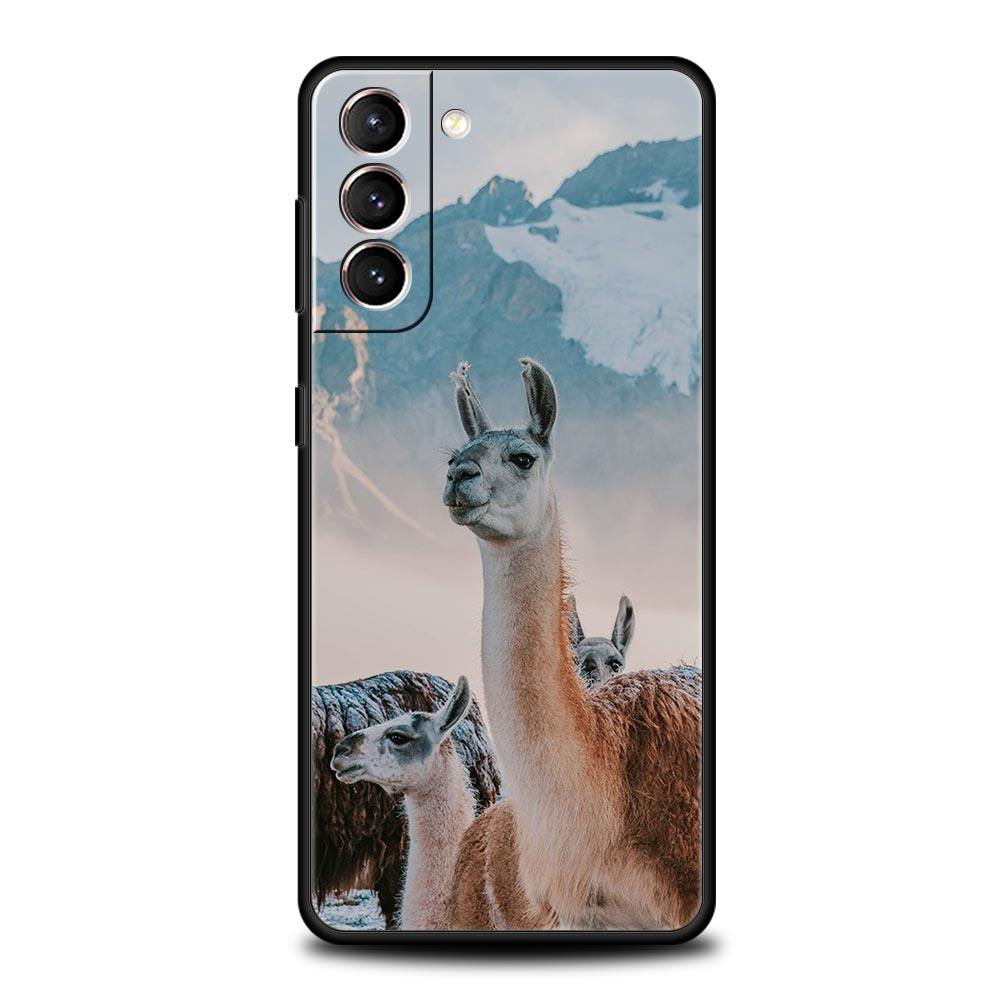 Kawaii Alpaca Lovely Phone Case For Samsung Galaxy S24 S23 S22 S20 Ultra S21 FE 5G S10 S9 Plus S10E S8 Soft Silicone Cover