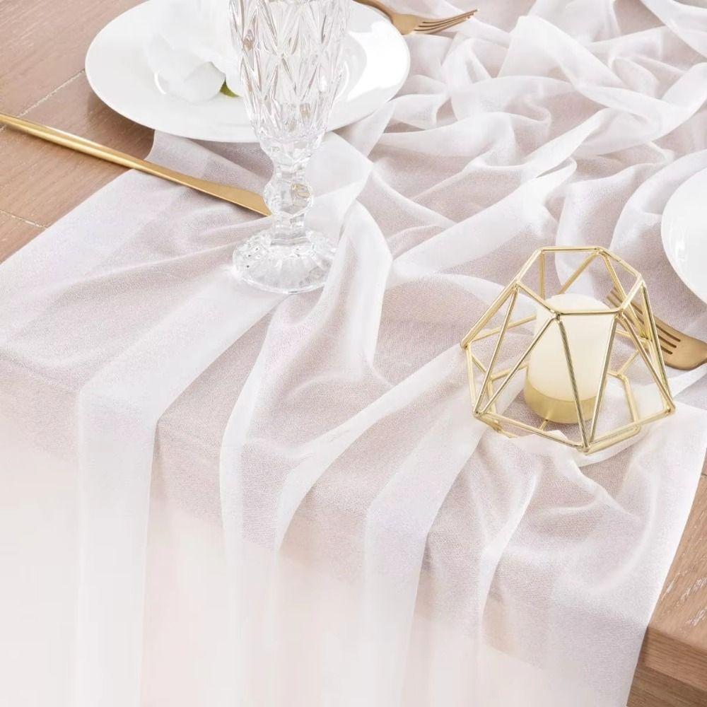 Reusable Chiffon Table Runner Chiffon Gauze Table Runner Sheer Chiffon Table Runner  Dinning Table