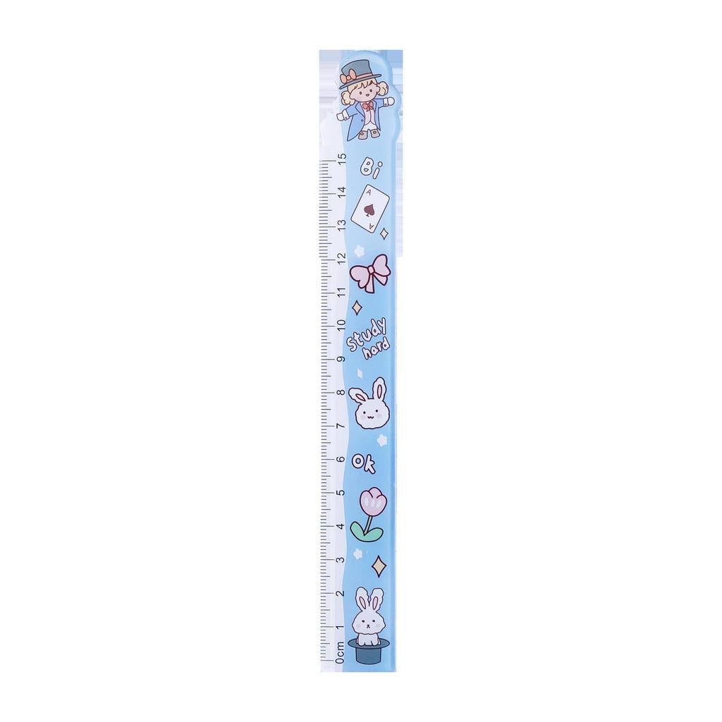 Creative Cute Semi-Transparent Ruler for Energetic Primary School Students - Ideal for Drawing and Measuring.