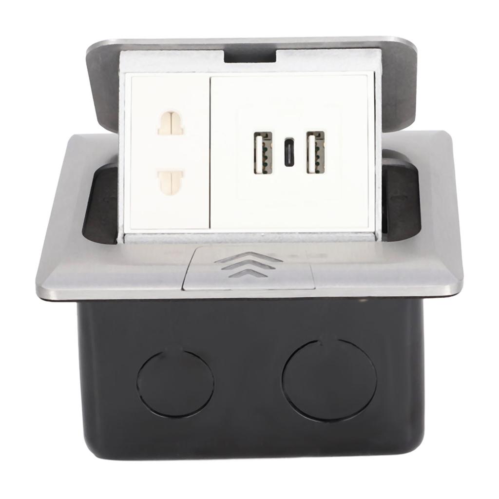 Floor Electrical Outlet Pop Up Damping Desktop Socket TYPEC Dual USB Interface US Standard