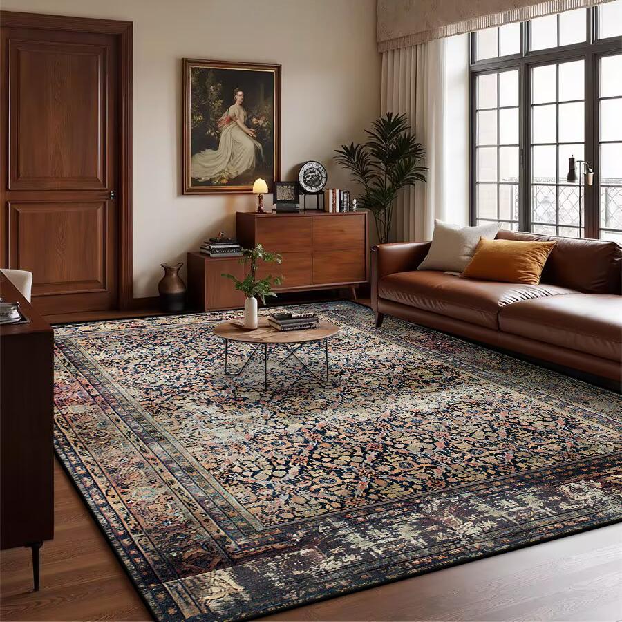 Retro Bohemian Persian Luxury Carpet for Living Room Comfortable Soft Non-slip Bedroom Rugs Classical Entrance Door Mat Washable