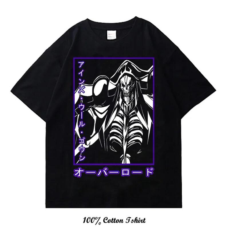 Japanese Anime Overlord Graphic Print T Shirt Vintage Fashion Plus Size Unisex T-Shirt M