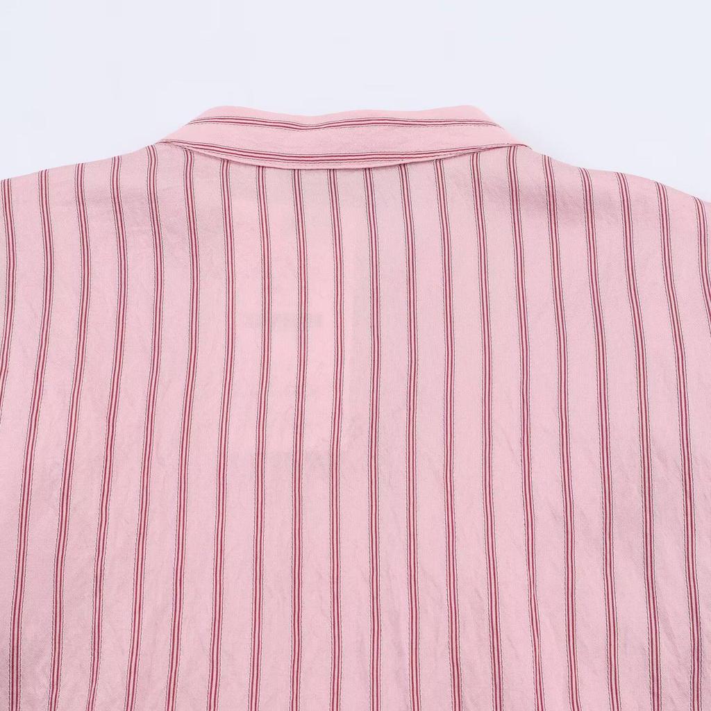 TAOP&ZA Women's Ruffle Stripe Layered Shirt - Spring 2026 Arrival
