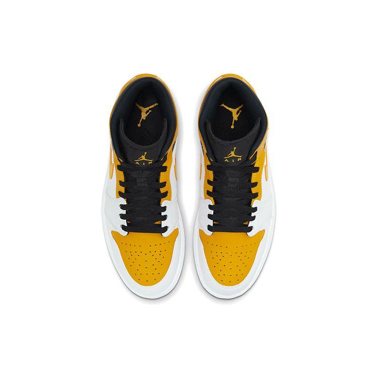 Air Jordan 1 Mid University Gold Men Sneakers White Black 554724-170