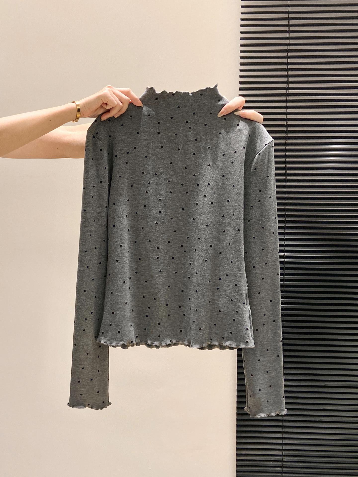 Women s Brushed Black Polka Dot Mock Neck Long Sleeve Top Large