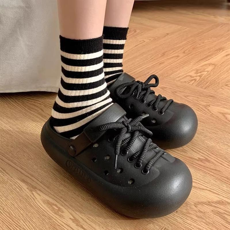 Móda 2025 Módní šněrovací pantofle pro ženy Platformové dřeváky Měkké EVA Letní boty 2 způsoby nošení Dívčí domácí plážové nazouváky Streetové sandály