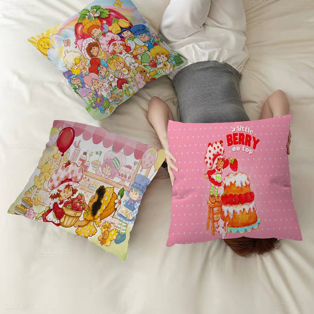 Exquisite Ornaments Unisex S-Strawberry Shortcakes Pillow Anime Pillow Sofa Bed Head Pillow Cover Cushion Cover 45X45 Cm Fashion