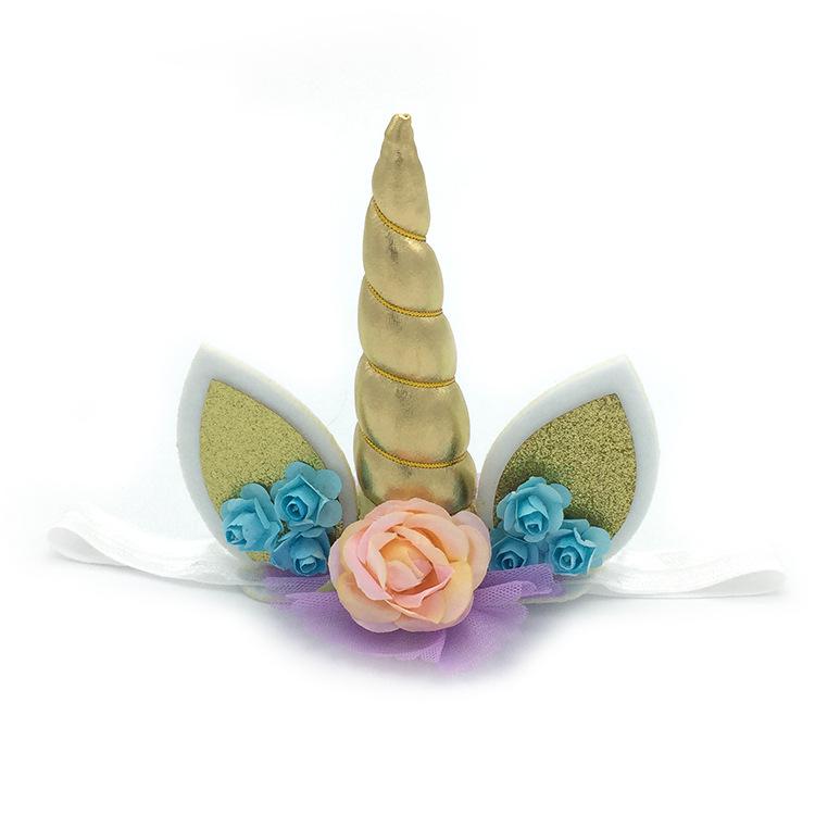 Unicorn Birthday Headband for Kids with Golden Horn золотой