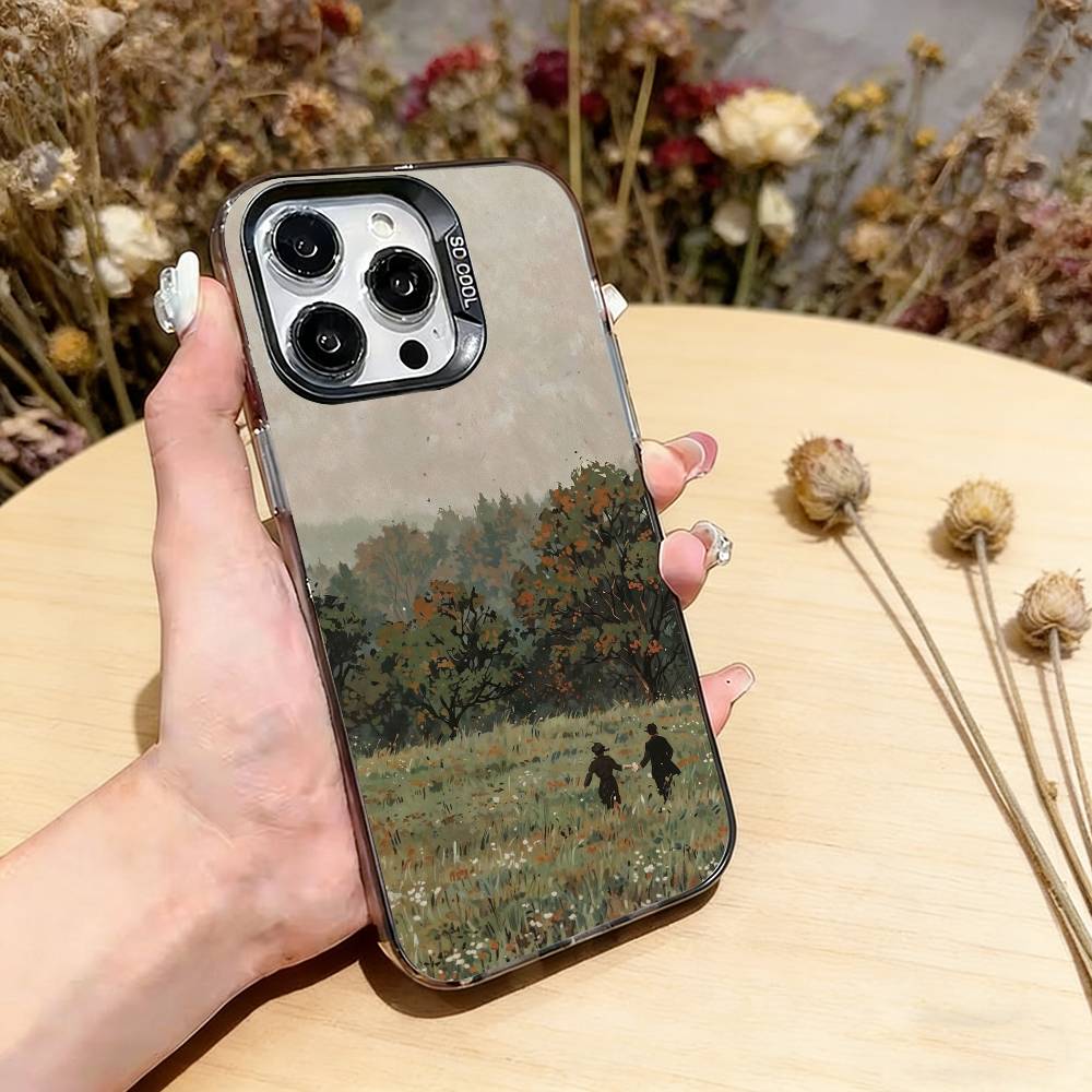 

Oil Painting Series Phone Case For iPhone 17,16,15,14,13,12,11 Plus,Pro Max,XS,Colorful Silver Phone case Funda Cover iPhone16Plus
