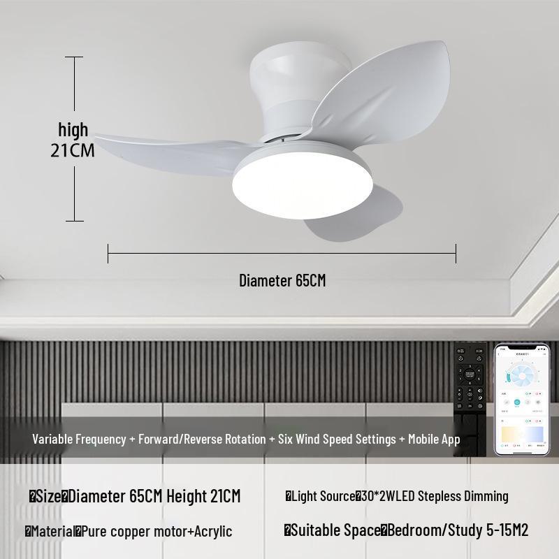 Nordic Style High-Wind Straight-Blade Ceiling Fan Light for Bedroom