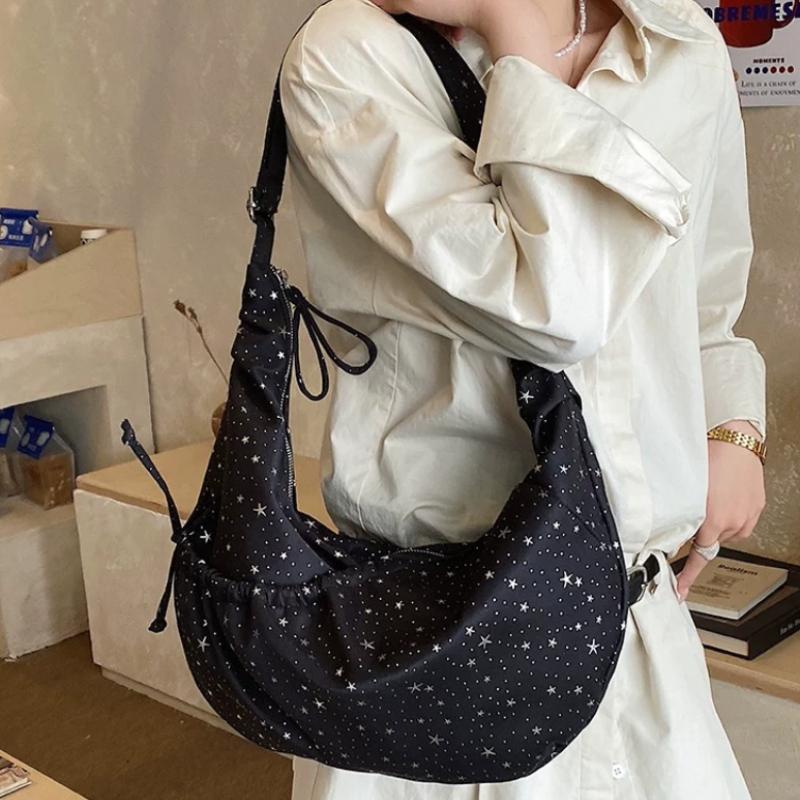 Cute Star Hobos Shoulder Bags for Women Vintage Large Capacity Female Lightweight Underarm Bag Drawstring Design Crossbody Bag
