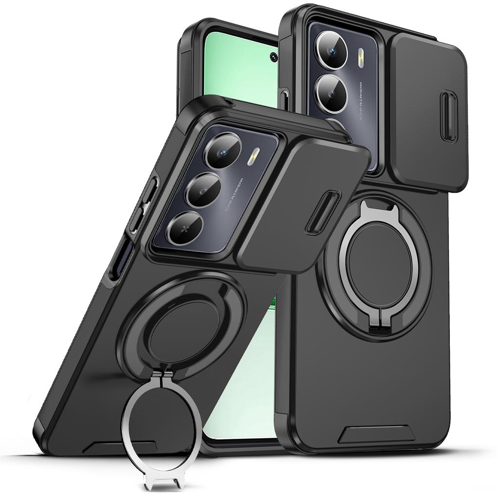 For Realme 14X Case Realme C75 Cover Realme C73 C71 14x Magnetic Ring Armor Slide Camera Lens Case Magsafe Wireless Charge Cover