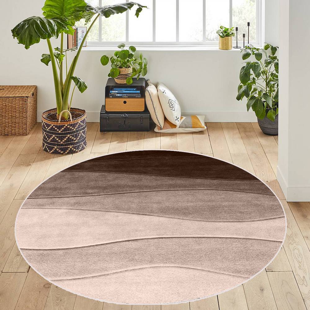 

Домашний моющийся круглый ковер с принтом Eliana LNA7098 100x100 коричневый