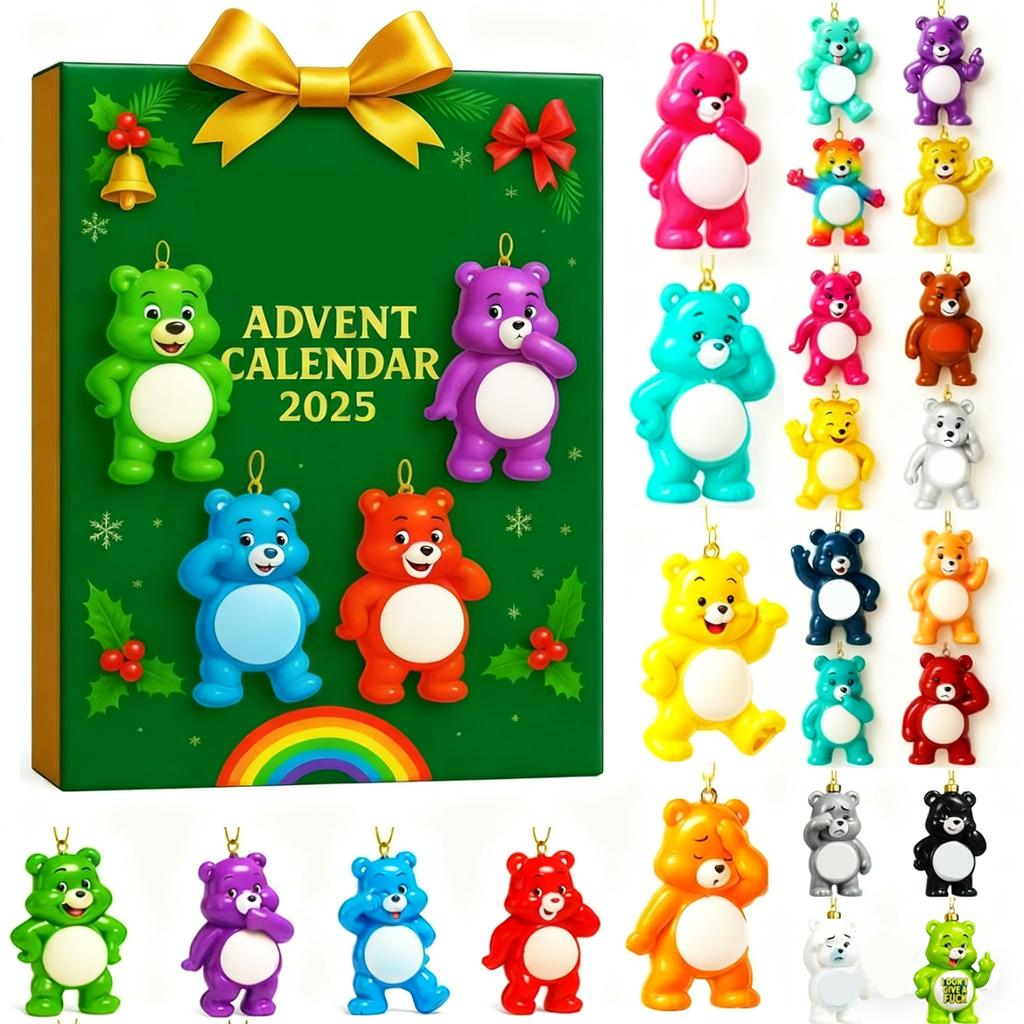 2D Plane+airplane Box +24PC+ Swear Bear Advanced Countdown Box Christmas Advent Calendar