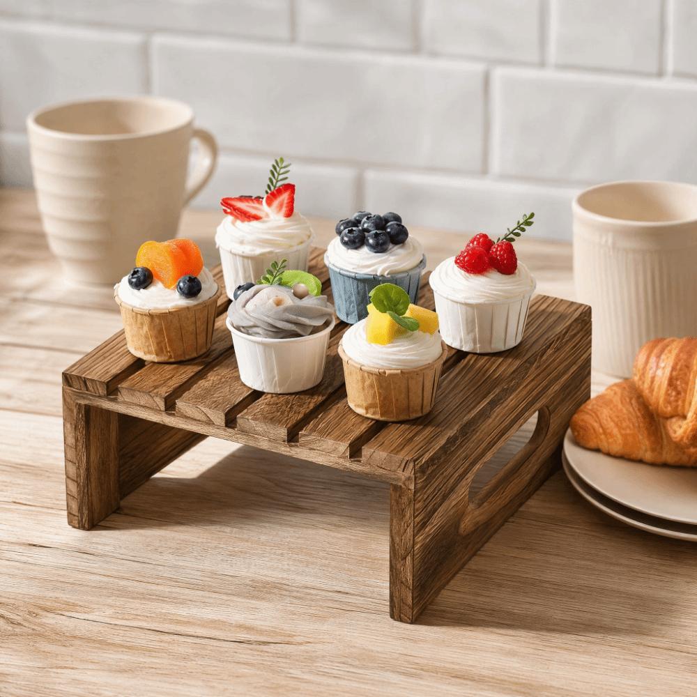 Solid Wood Cake Rack Rustic Serving Stand Dim Sum Rack Dessert Display Stand Kitchen Counter