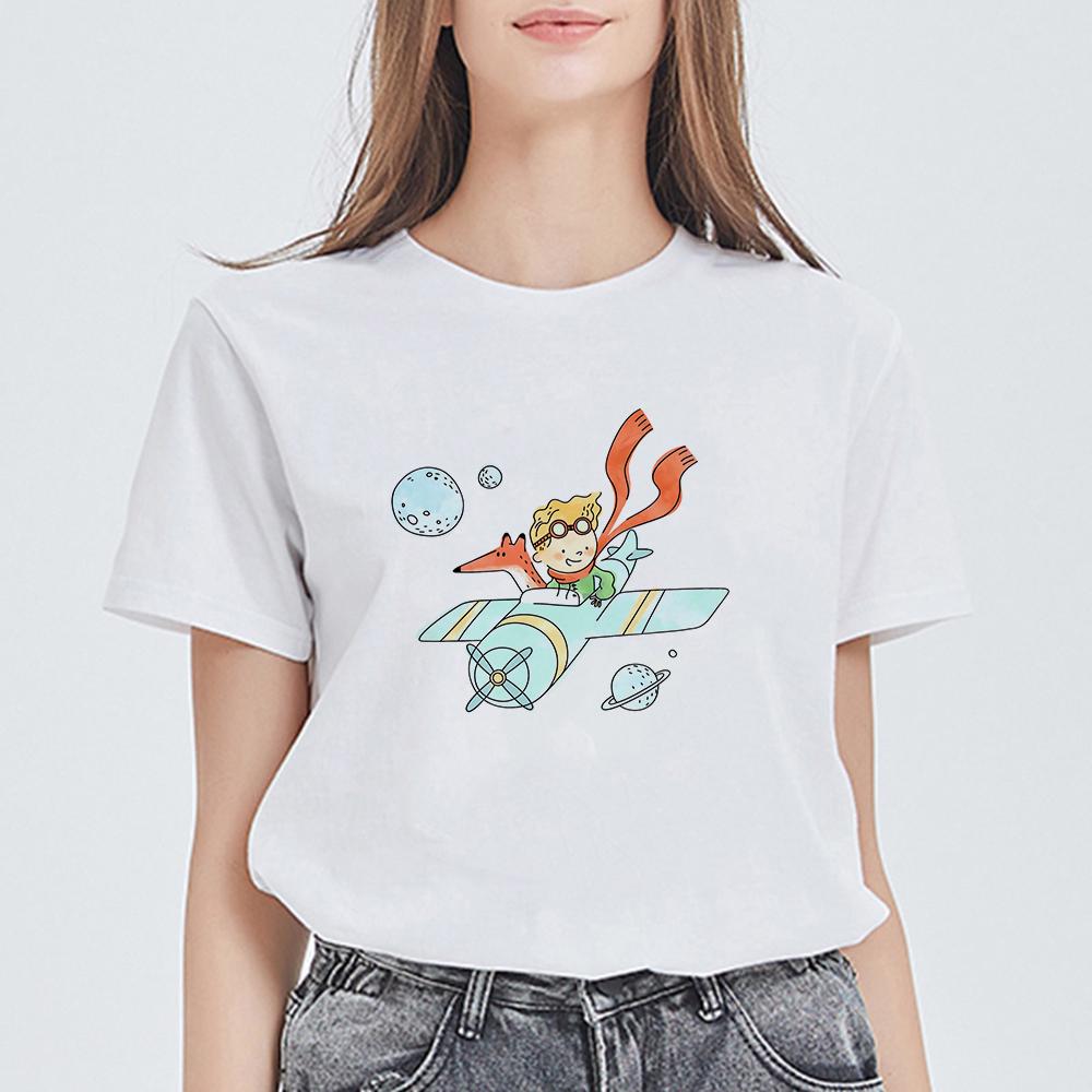 Hip Hop Little Prince Women T-Shirt Summer Cute Top Female T Shirt Harajuku Streetwear O-Neck Casual Clothing Ladies Tee Shirts