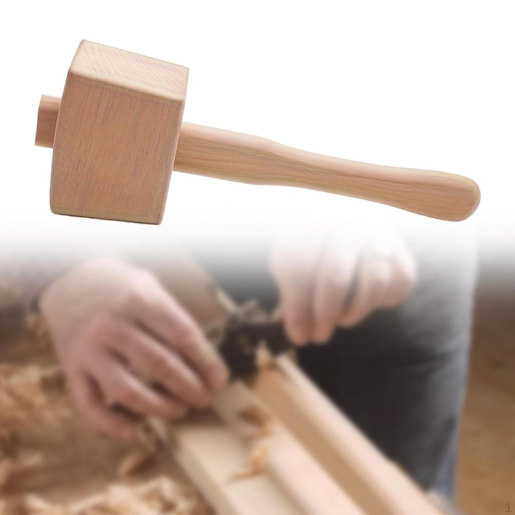 Wooden Mallet Wood Hammer with Handle Carpenter Hand Tool Premium Manual Carpenters