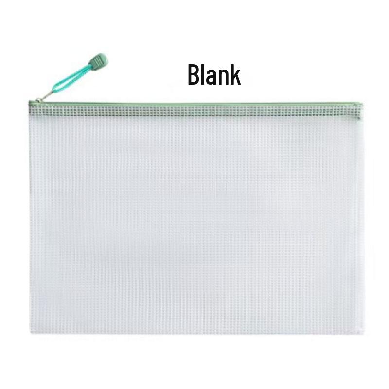 Thickened A4 Waterproof Document Bag with Zipper - Transparent Grid for Office, Test, Archives & Storage