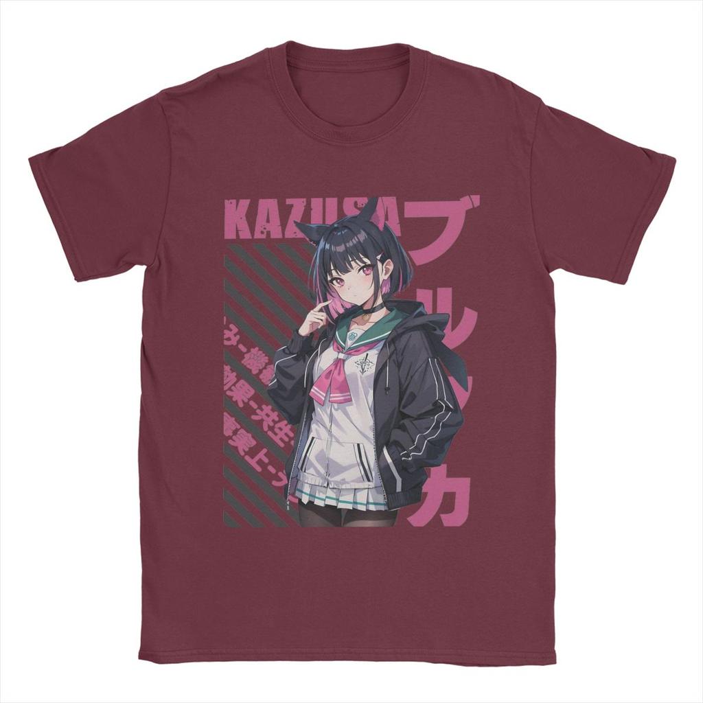 Blue Archive Kyouyama Kazusa Men T Shirts Anime Funny Tee Shirt Short Sleeve Round Neck T-Shirt Pure Cotton Printing Tops