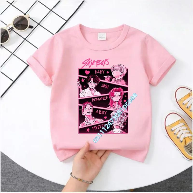 Kpop Demon Hunters Children's T Shirt Women Short Sleeve Saja Boys Kids Tee Kpop Demon Hunters TshirtBoys Girls Family Clothing
