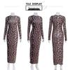 European & American Leopard Print Sexy Long Spring Dress - Versatile Round Neck Base Layer
